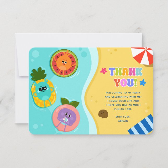 Tarjeta De Agradecimiento Super Simples Cumpleaños de Verano con Bumble Numb (Anverso)