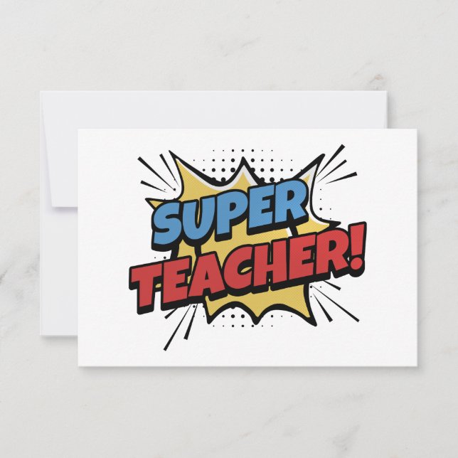 Tarjeta De Agradecimiento Super Teacher Comic Style (Anverso)