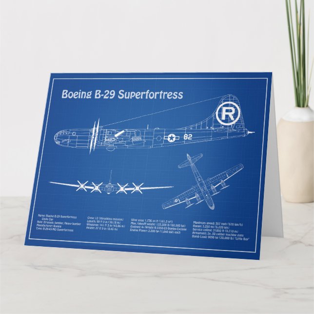 Tarjeta De Agradecimiento Superfortaleza B-29 - Planes de diseño aéreo AD (Anverso)