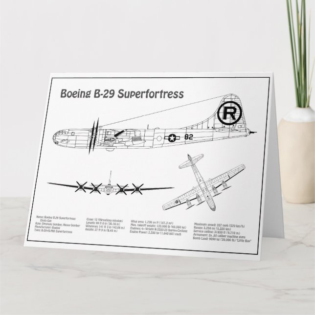 Tarjeta De Agradecimiento Superfortaleza B-29 - Planes de diseño aéreo BD (Anverso)