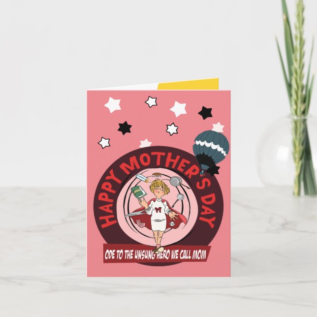 Tarjeta De Agradecimiento Supermamá Juggler: ¡Feliz Día de la Madre! (Anverso)