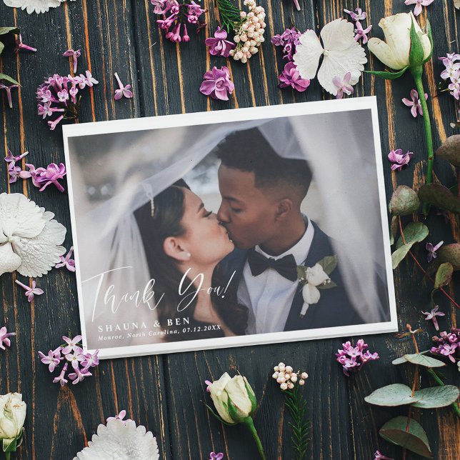 Tarjeta De Agradecimiento Superposición de caligrafía con borde blanco Boda  (Subido por el creador)