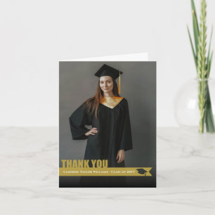 Tarjeta De Agradecimiento Superposición de cinta dorada Gorro de graduación 