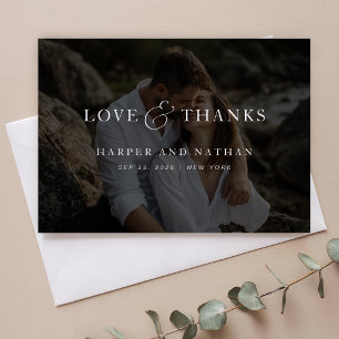 Tarjeta De Agradecimiento Superposición de foto de boda con guión clásico si