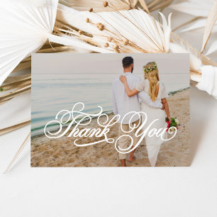 Tarjeta De Agradecimiento Superposición de foto de boda con letra caligráfic