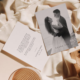 Tarjeta De Agradecimiento Superposición de foto de boda formal clásica