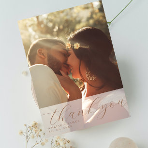 Tarjeta De Agradecimiento Superposición de fotos con escritura beige elegant
