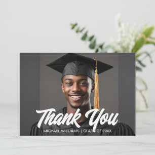 Tarjeta De Agradecimiento Superposición de letra negrita para foto de gradua