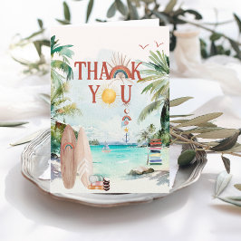 Tarjeta De Agradecimiento Surf Beach | Boho Summer Gracias Card