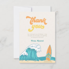 Tarjeta De Agradecimiento Surf Cumpleaños Gracias Cartas