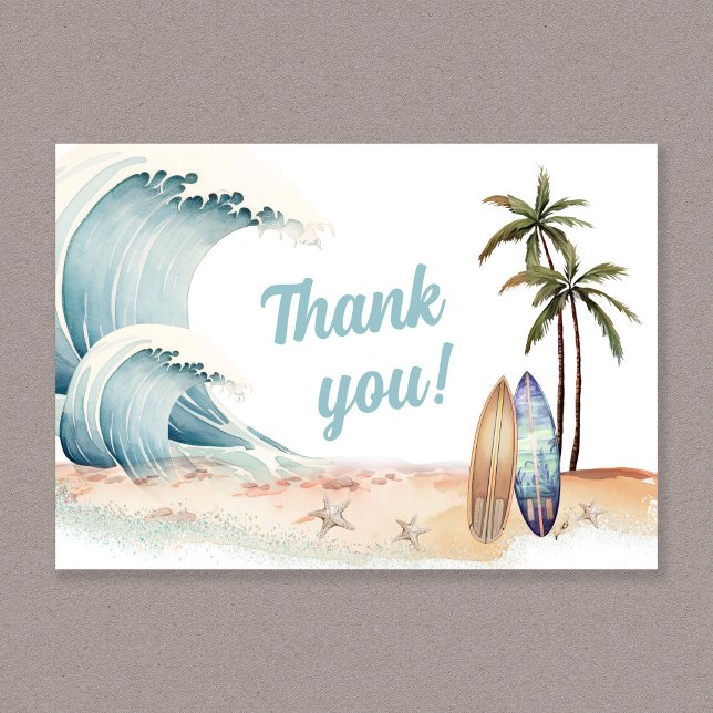 Tarjeta De Agradecimiento Surfing Beach Baby Shower (Subido por el creador)