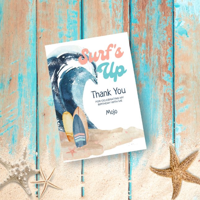 Tarjeta De Agradecimiento Surf's Up | Tablas de surf para cumpleaños de niño (Subido por el creador)
