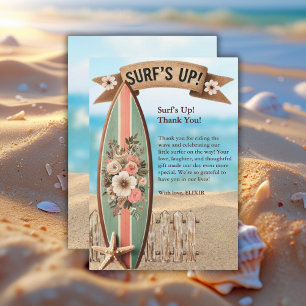Tarjeta De Agradecimiento Surf's Up Vintage Floral Baby Shower