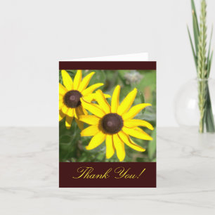 TARJETA DE AGRADECIMIENTO SUSANS DE OJO MARRÓN "GRACIAS" , FOTO FLORAL)