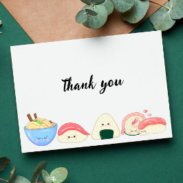 Tarjeta De Agradecimiento Sushi gracioso al estilo Kawaii