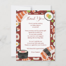 Tarjeta De Agradecimiento Sushi Neutral Baby Shower
