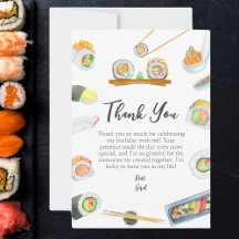 Sushi y Sashimi de Acuarela Cumpleaños Gracias