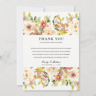 TARJETA DE AGRADECIMIENTO SUTIL RUBOR ROSA DURAZNO FLORAL A LA ACUARELA MATR