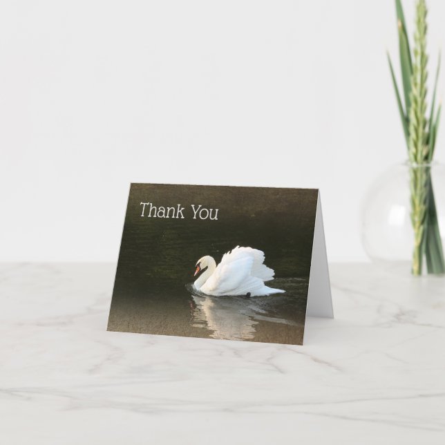 Tarjeta De Agradecimiento Swan acuarela con reflexión (Anverso)