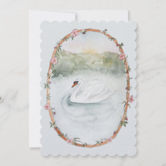 Tarjeta De Agradecimiento Swan de acuarela suave