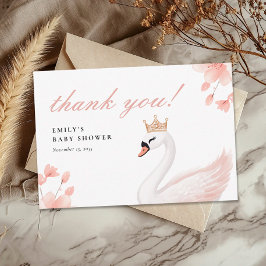Tarjeta De Agradecimiento Swan Little Princess Baby Shower