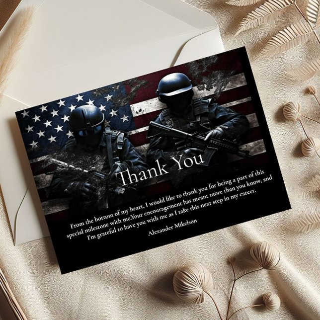 Tarjeta De Agradecimiento SWAT Team American Flag Graduation (Subido por el creador)