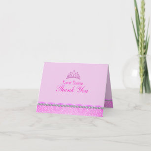 Tarjeta de agradecimiento sweet16 Tiara Rosa