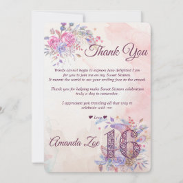 Tarjeta de agradecimiento Sweet 16