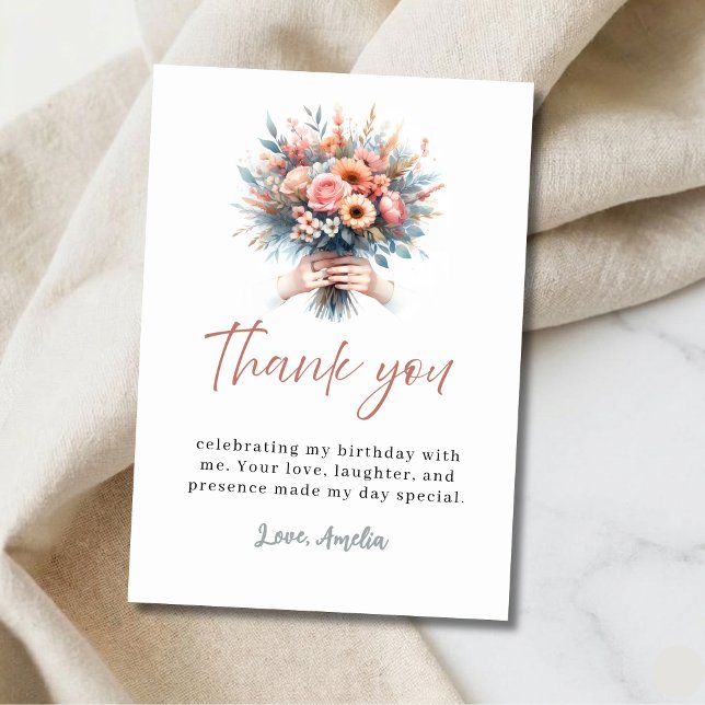 Tarjeta De Agradecimiento Sweet 16 Birthday Thank You Floral Card (Subido por el creador)