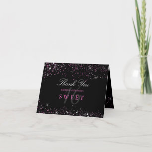 Tarjeta de agradecimiento Sweet 16 Black Pink Spar