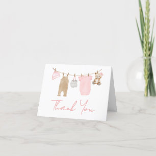 Tarjeta De Agradecimiento Sweet Baby Girl Clothesline Baby Shower