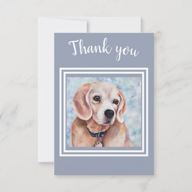 Tarjeta De Agradecimiento Sweet Beagle Puppy Gracias (Anverso)