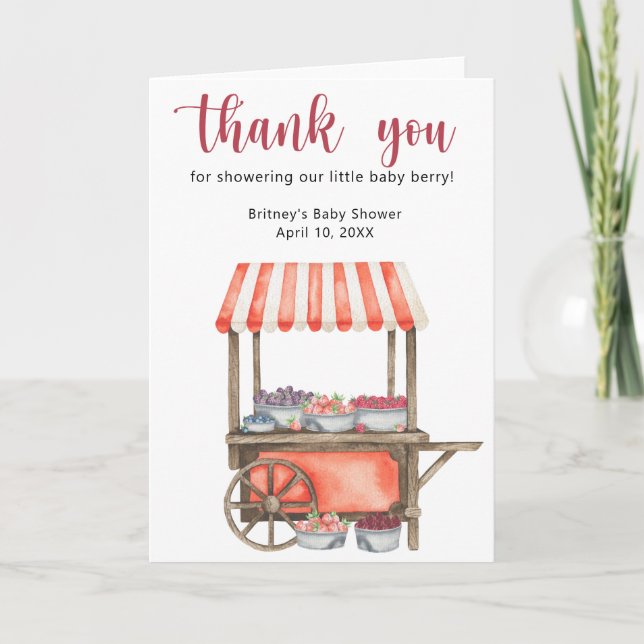 Tarjeta De Agradecimiento Sweet berries baby shower - thank you (Anverso)