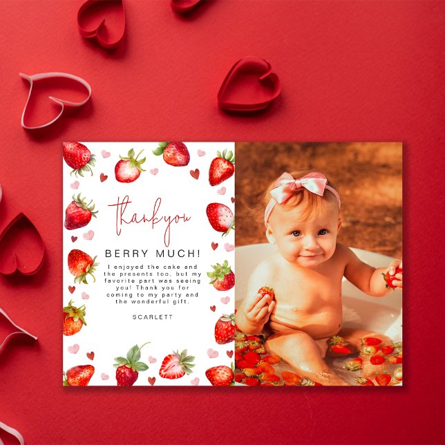 Tarjeta De Agradecimiento Sweet Berry First Birthday Photo Fiesta (Subido por el creador)