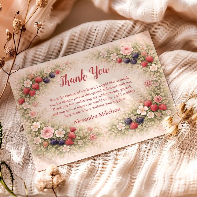 Tarjeta De Agradecimiento Sweet Berry Garden 1st Birthday (Subido por el creador)