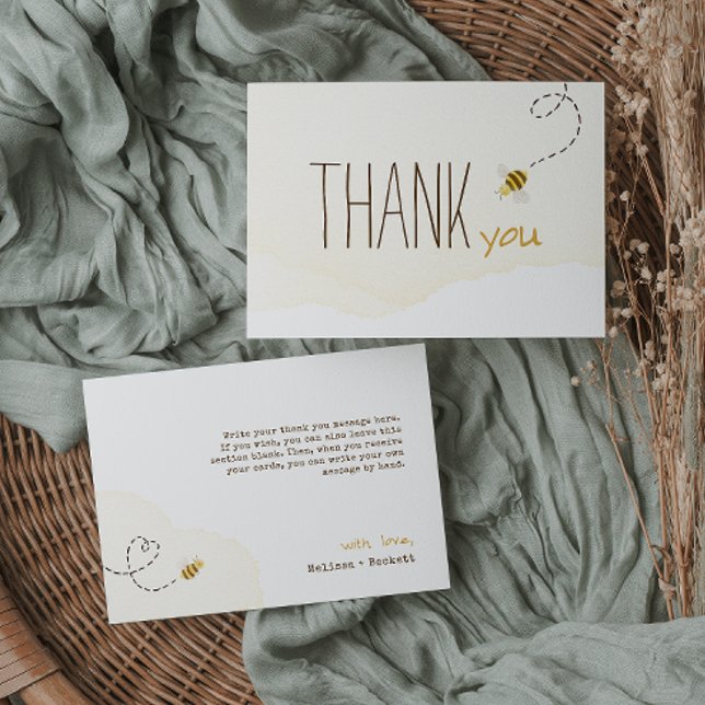Tarjeta De Agradecimiento Sweet Bumble Bee Baby Shower Horizontal (Subido por el creador)