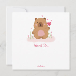 Tarjeta De Agradecimiento Sweet Capybara Birthday Presonalized Thank You