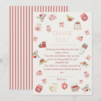 Tarjeta De Agradecimiento Sweet Cherry Dessert Watercolor Baby Shower