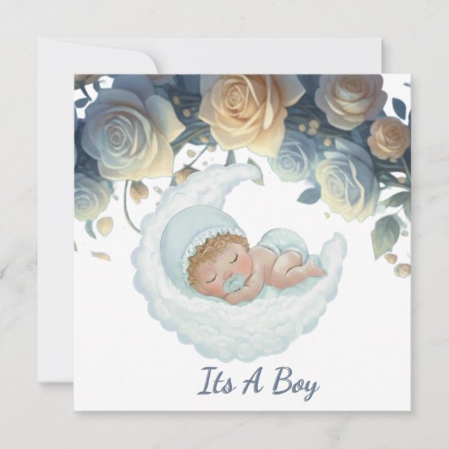 Tarjeta De Agradecimiento Sweet dreams sleeping baby boy (Anverso)