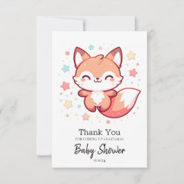 Tarjeta De Agradecimiento Sweet Dreamy Fox Baby Shower
