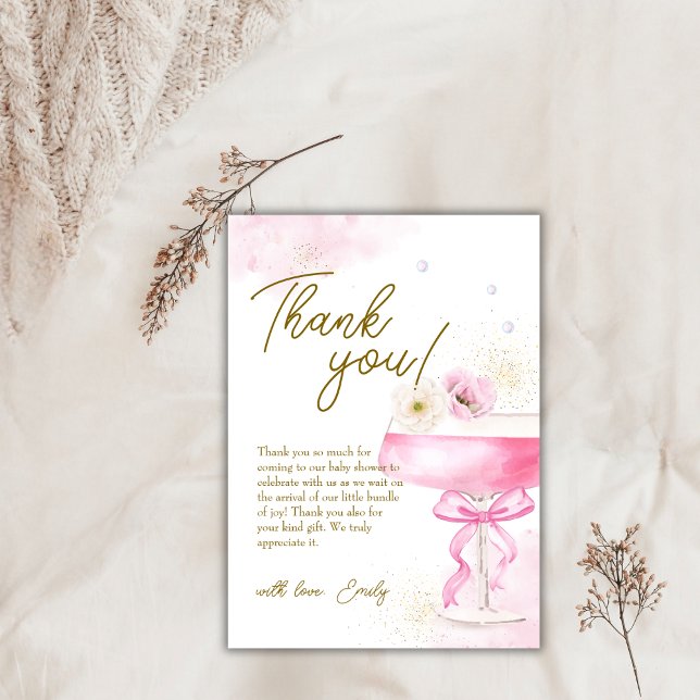 Tarjeta De Agradecimiento Sweet Floral Champagne Brunch Bubbly Baby Shower (Sweet Floral Champagne Brunch Bubbly Baby Shower Thank You Card)