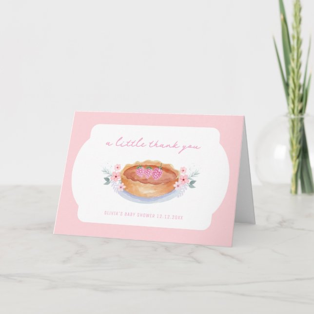 Tarjeta De Agradecimiento Sweet Floral Cutie Pie Raspberry Baby Shower (Anverso)