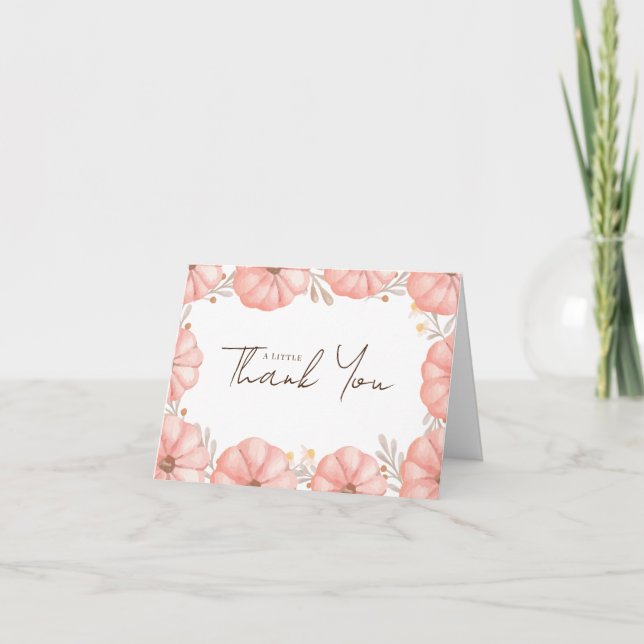 Tarjeta De Agradecimiento Sweet Floral Little Pumpkin Baby Shower (Anverso)