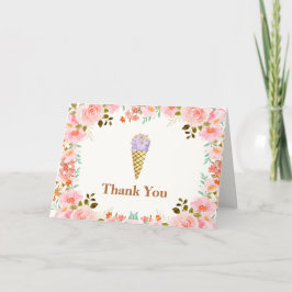 Tarjeta De Agradecimiento Sweet Flower Garden Scoop Ice Cream Baby Shower