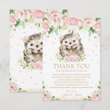 Sweet Hedgehog Rubor Pink Floral Baby Shower 