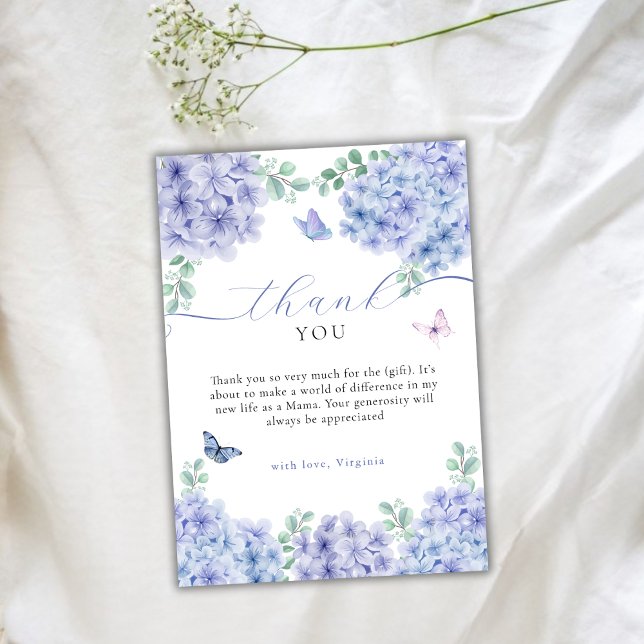 Tarjeta De Agradecimiento Sweet Hydrangea Floral Garden Baby Shower (Sweet Hydrangea Floral Garden Baby Shower Thank You Card)