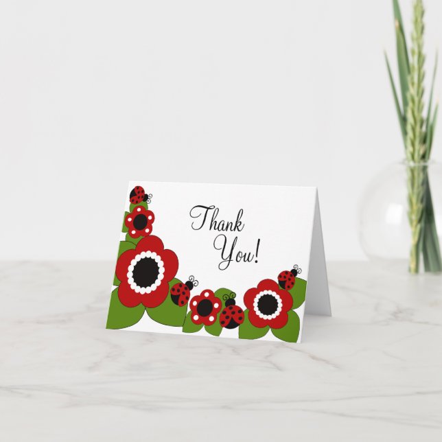 Tarjeta De Agradecimiento Sweet Ladybug Thank You Note (Anverso)