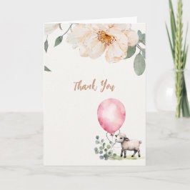 Tarjeta De Agradecimiento Sweet Little Lamb Floral Baby Shower