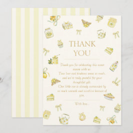 Tarjeta De Agradecimiento Sweet Little Lemon Watercolor Baby Shower