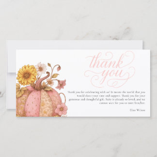Tarjeta De Agradecimiento Sweet little patch pumpkin florals is on the way